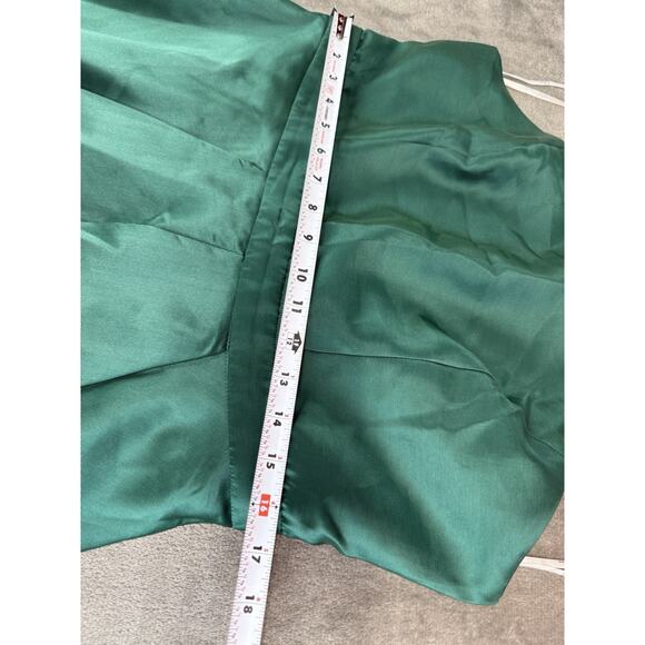 Lulus Emerald Green High-Low Satin Gown XL Halter Formal Maxi Dress - Picture 10 of 12